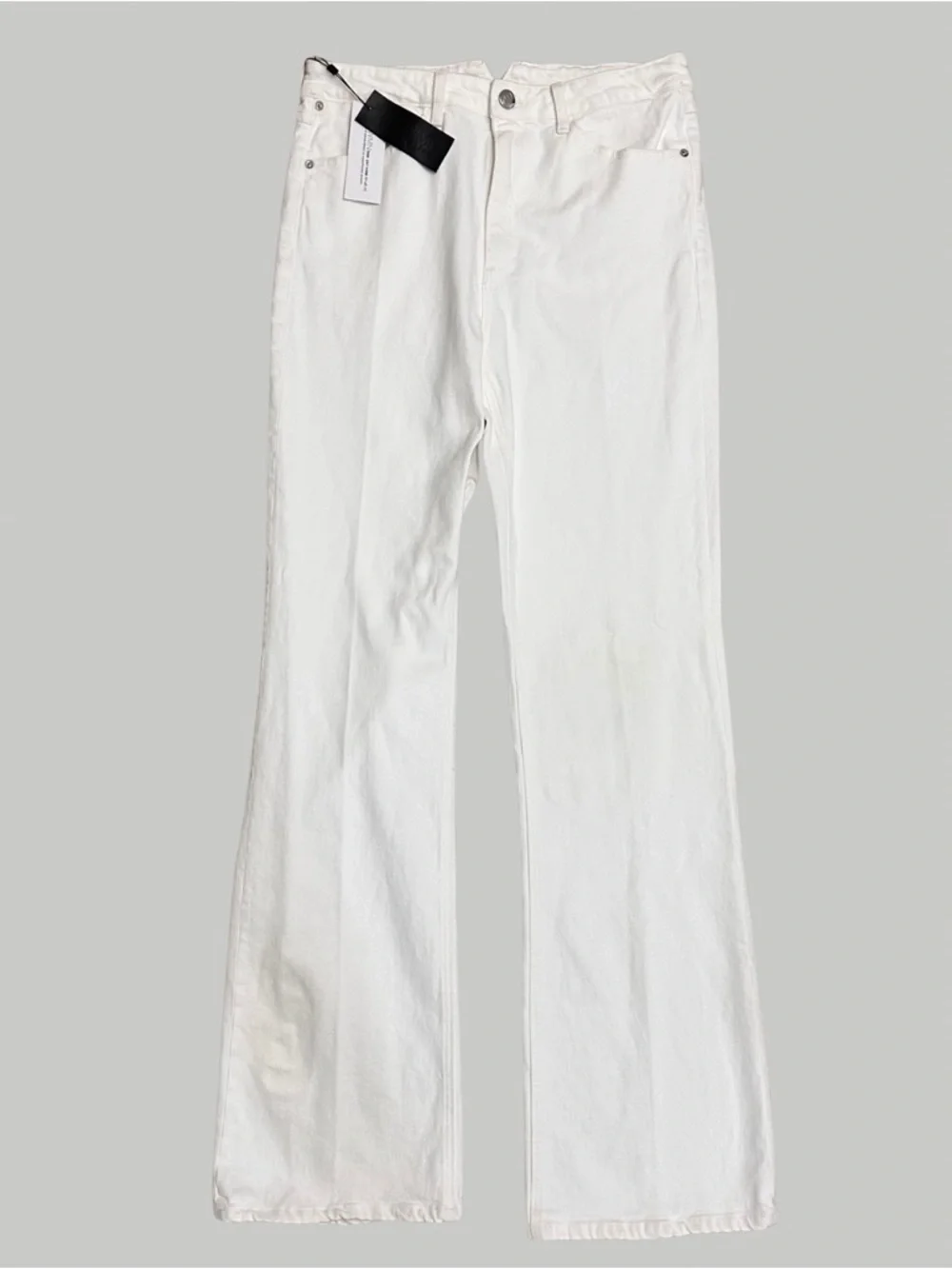 SPRWMN White High Rise Micro Flare Denim SZ 31 Designer Quiet Luxury NWT